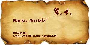 Marks Anikó névjegykártya